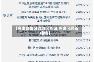 【鹿泉疫情风险地区查询,鹿泉区最新疫情】