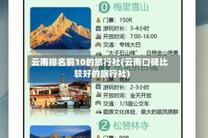 云南排名前10的旅行社(云南口碑比较好的旅行社)