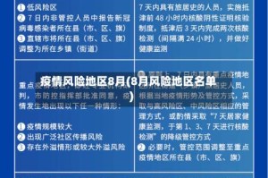 疫情风险地区8月(8月风险地区名单)