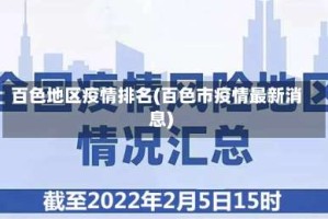 百色地区疫情排名(百色市疫情最新消息)