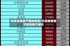 印尼疫情最严重的地区/印尼疫情重灾区在哪个城市