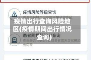 疫情出行查询风险地区(疫情期间出行情况查询)