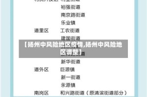 【扬州中风险地区疫情,扬州中风险地区调整】