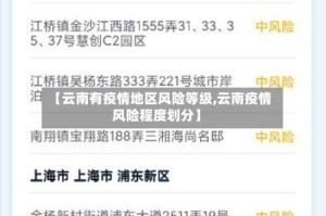 【云南有疫情地区风险等级,云南疫情风险程度划分】