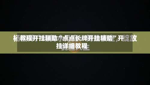 教程开挂辅助“点点长牌开挂辅助”开挂详细教程-第1张图片
