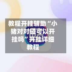 教程开挂辅助“小猪对对碰可以开挂吗”开挂详细教程-第1张图片